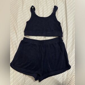 Aerie Offline terry cloth shorts set